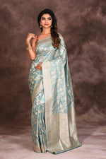 Load image into Gallery viewer, Olive Green Jacquard Pure Uppada Saree - Keya Seth Exclusive
