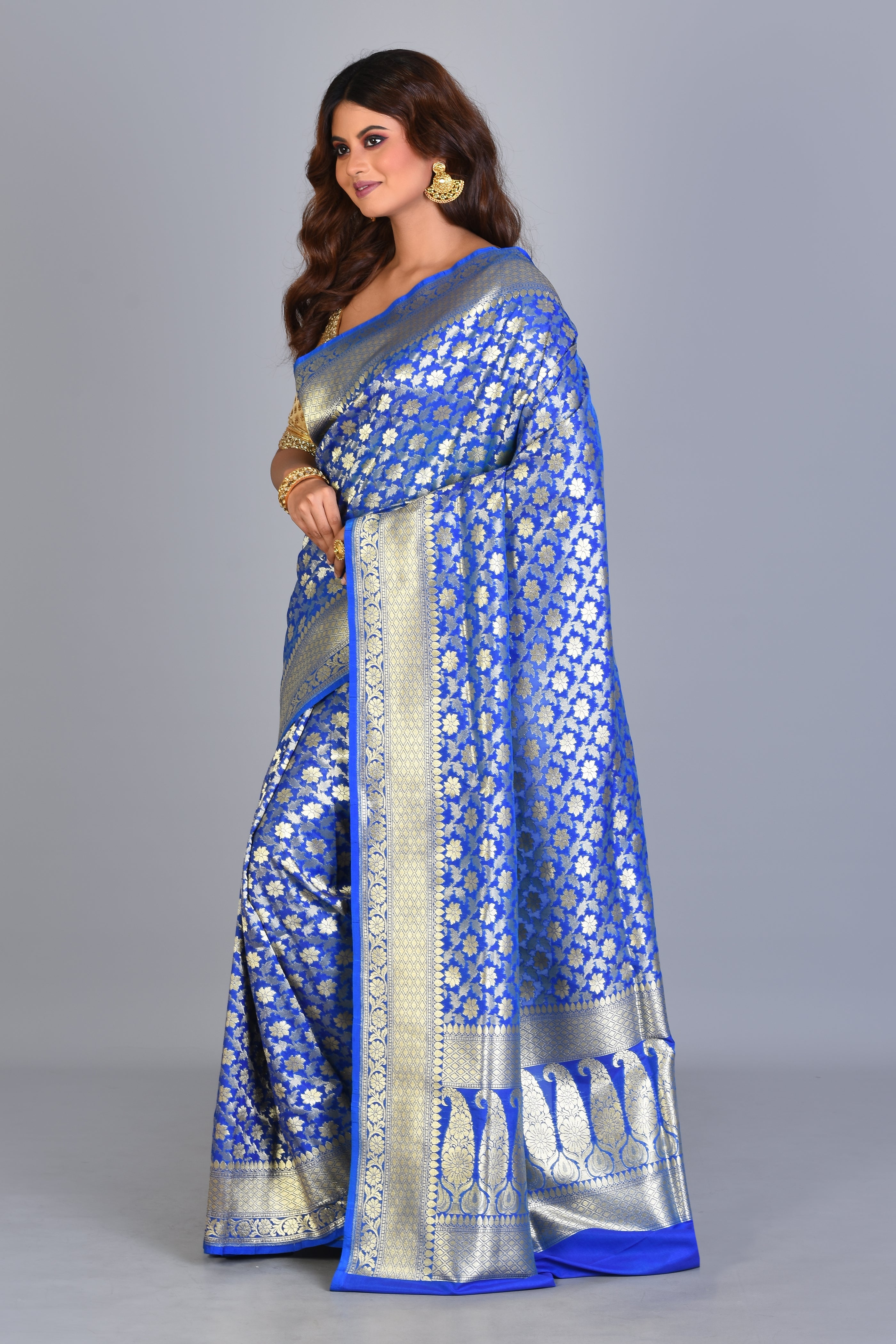 Blue Uppada Silk Saree with Jal Work - Keya Seth Exclusive