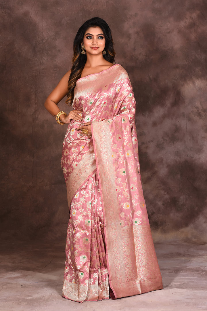 Pink Jacquard Pure Uppada Saree - Keya Seth Exclusive