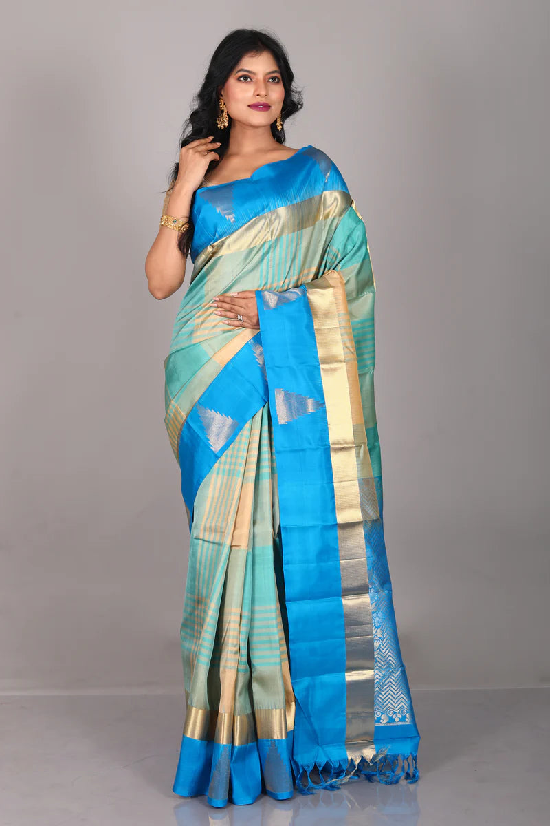 Blue Multicolored Pure Kanjivaram Saree - Keya Seth Exclusive