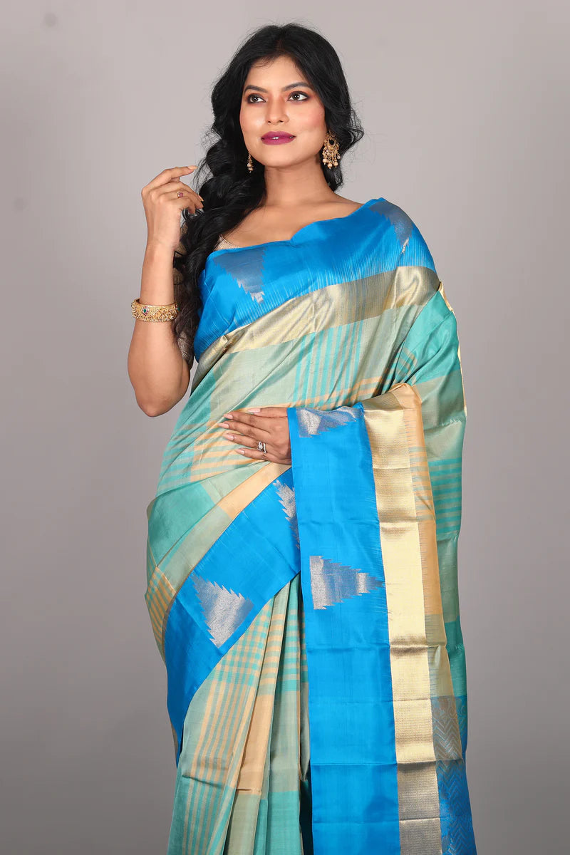 Blue Multicolored Pure Kanjivaram Saree - Keya Seth Exclusive