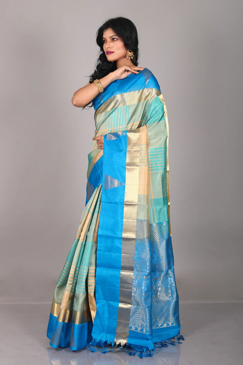 Blue Multicolored Pure Kanjivaram Saree - Keya Seth Exclusive