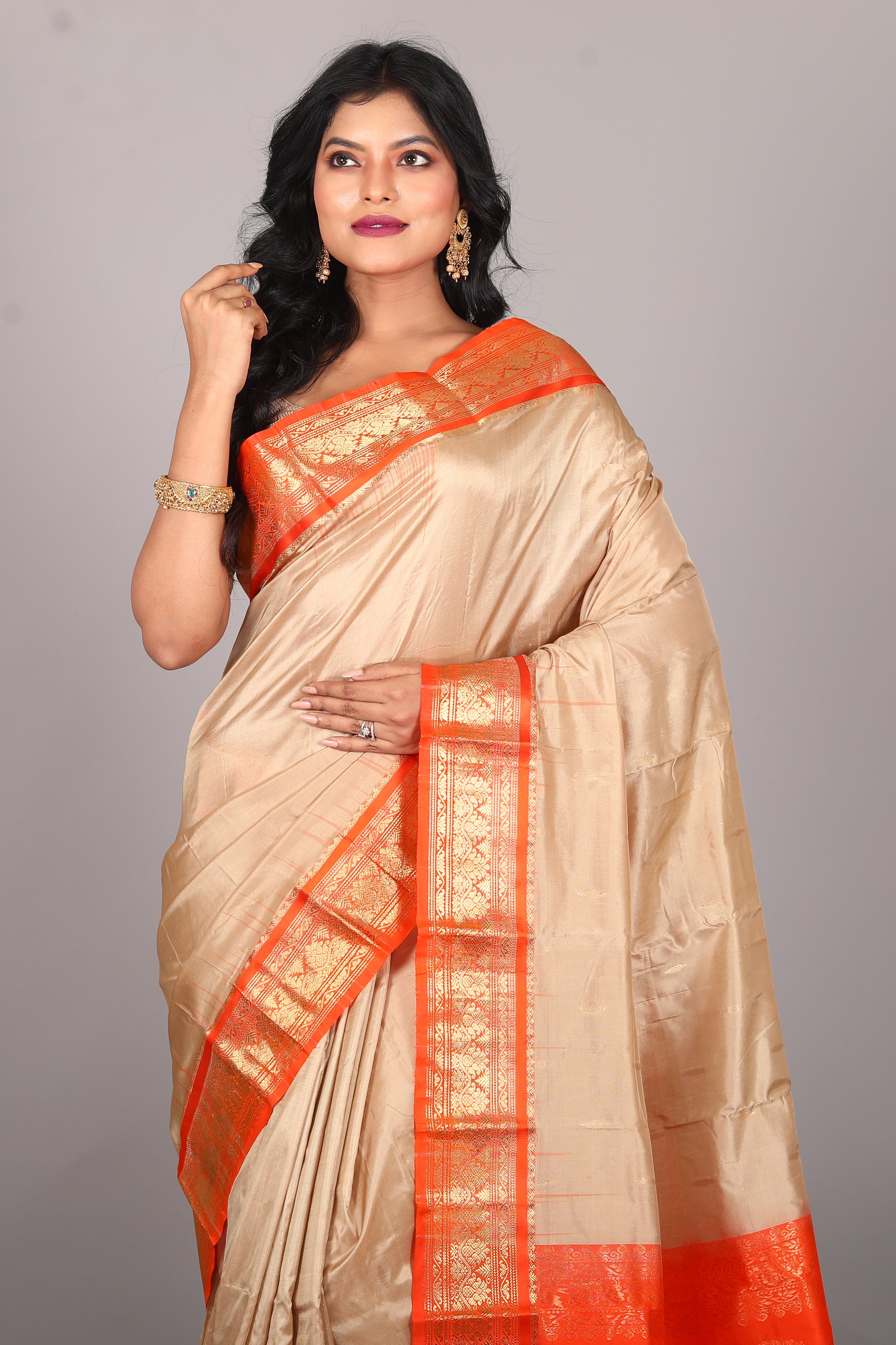 Beige Blended Kanjivaram Saree - Keya Seth Exclusive