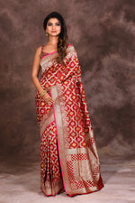 Load image into Gallery viewer, Maroon Jacquard Pure Uppada Saree - Keya Seth Exclusive
