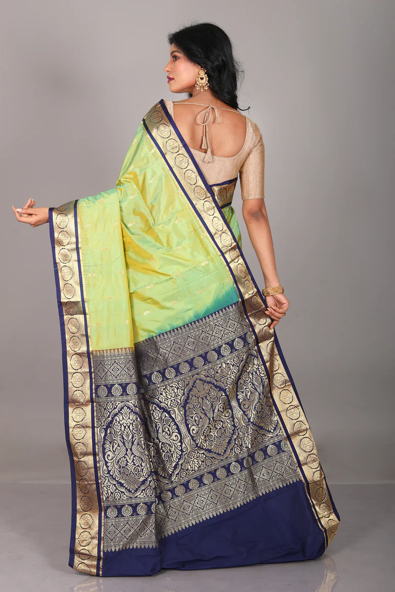 Dual Tone Green Blended Kanjivaram Saree - Keya Seth Exclusive
