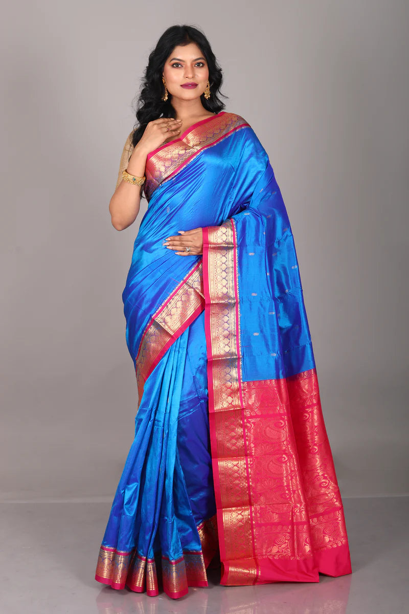 Blue Blended Kanjivaram Saree - Keya Seth Exclusive