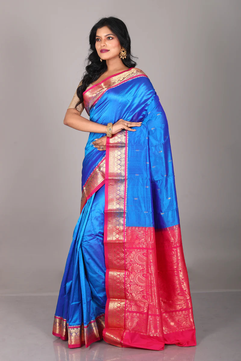 Blue Blended Kanjivaram Saree - Keya Seth Exclusive