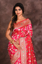 Load image into Gallery viewer, Deep Pink Jacquard Pure Uppada Saree - Keya Seth Exclusive
