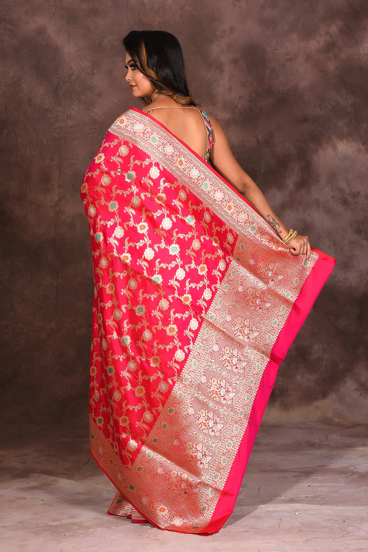 Deep Pink Jacquard Pure Uppada Saree - Keya Seth Exclusive