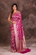 Load image into Gallery viewer, Magenta Jacquard Pure Uppada Saree - Keya Seth Exclusive
