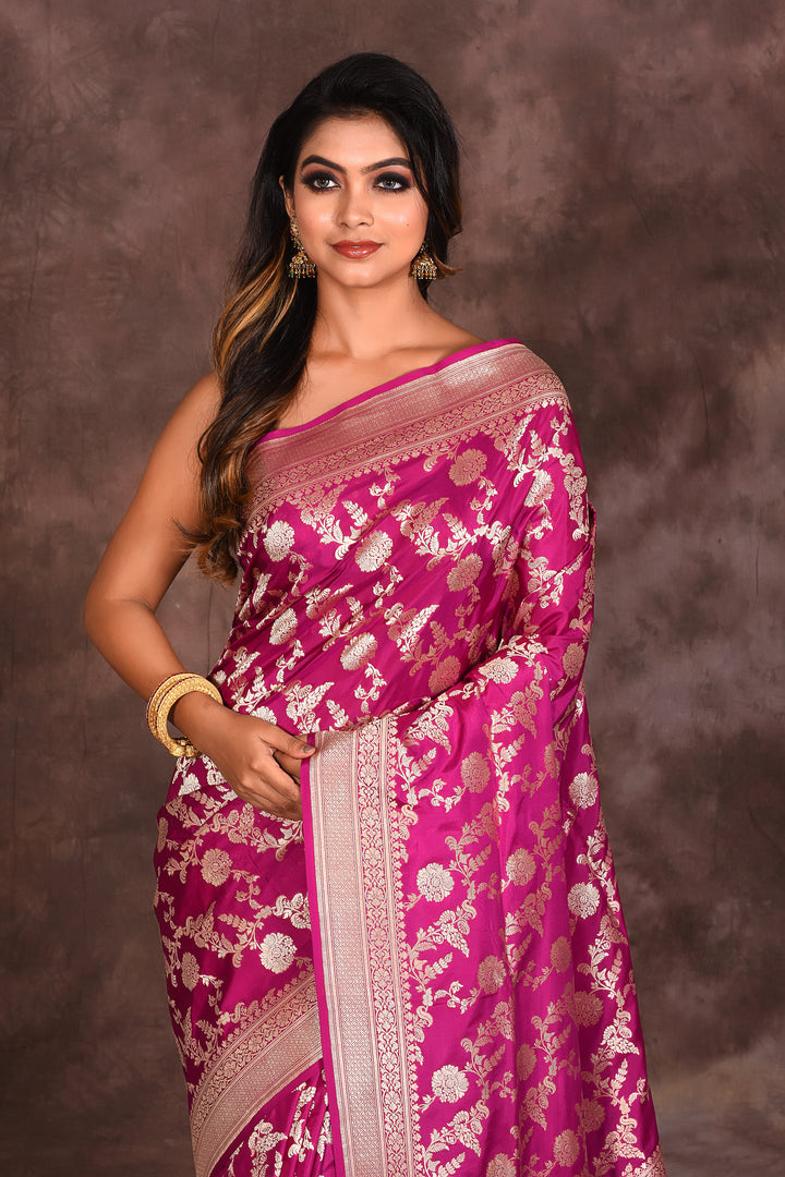 Magenta Jacquard Pure Uppada Saree - Keya Seth Exclusive