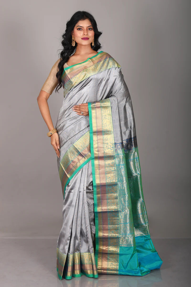 Grey Pure Kanjivaram Saree - Keya Seth Exclusive