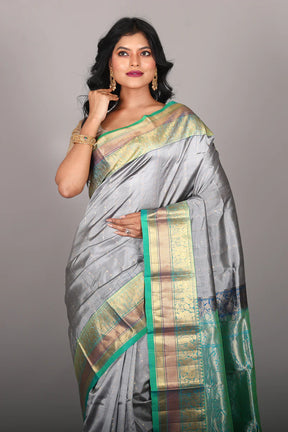 Grey Pure Kanjivaram Saree - Keya Seth Exclusive