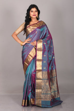 Dual Tone Rama Green Blended Kanjivaram Saree - Keya Seth Exclusive