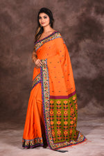 Load image into Gallery viewer, Orange Fancy Cotton Saree - Keya Seth Exclusive
