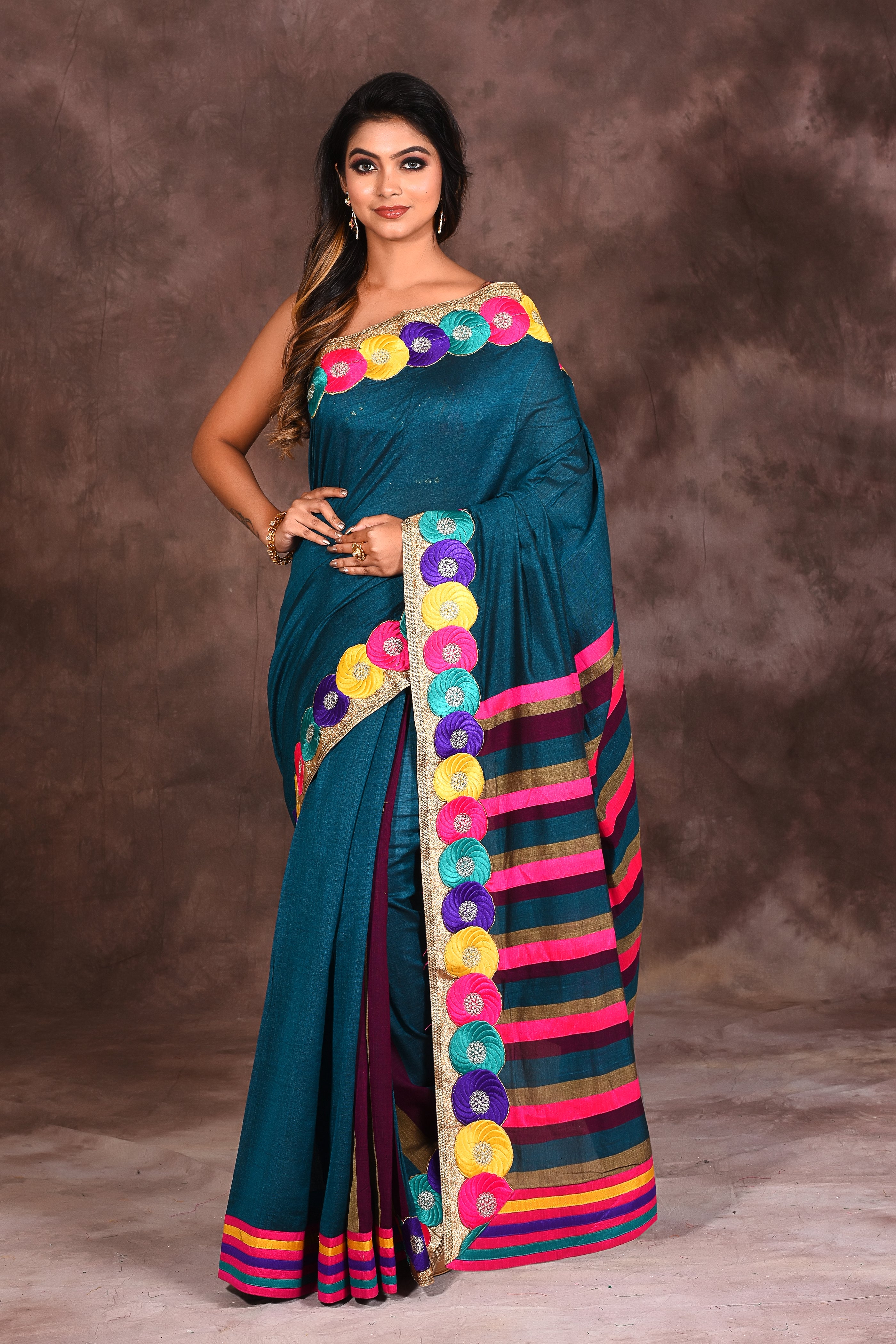 Teal Fancy Silk Saree - Keya Seth Exclusive