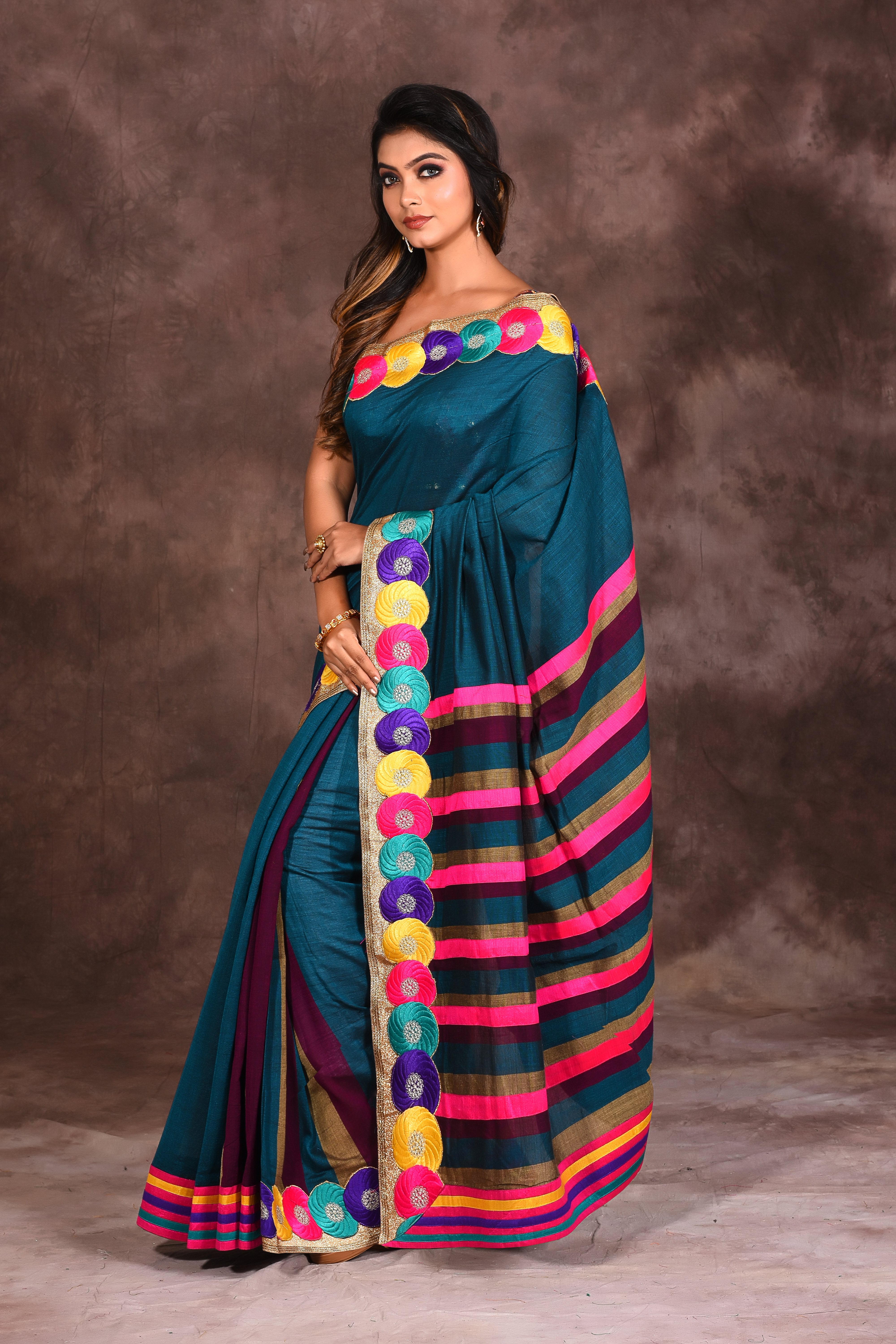 Teal Fancy Silk Saree - Keya Seth Exclusive