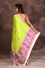 Load image into Gallery viewer, Leaf Green Pure Katan Saree - Keya Seth Exclusive
