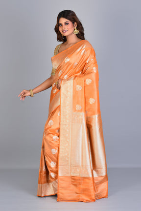 Tangerine Crushed Tissue Saree with Zari Works - Keya Seth Exclusive