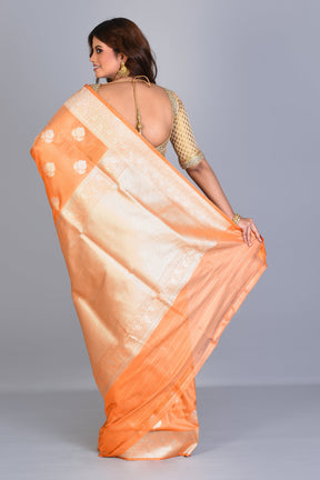 Tangerine Crushed Tissue Saree with Zari Works - Keya Seth Exclusive