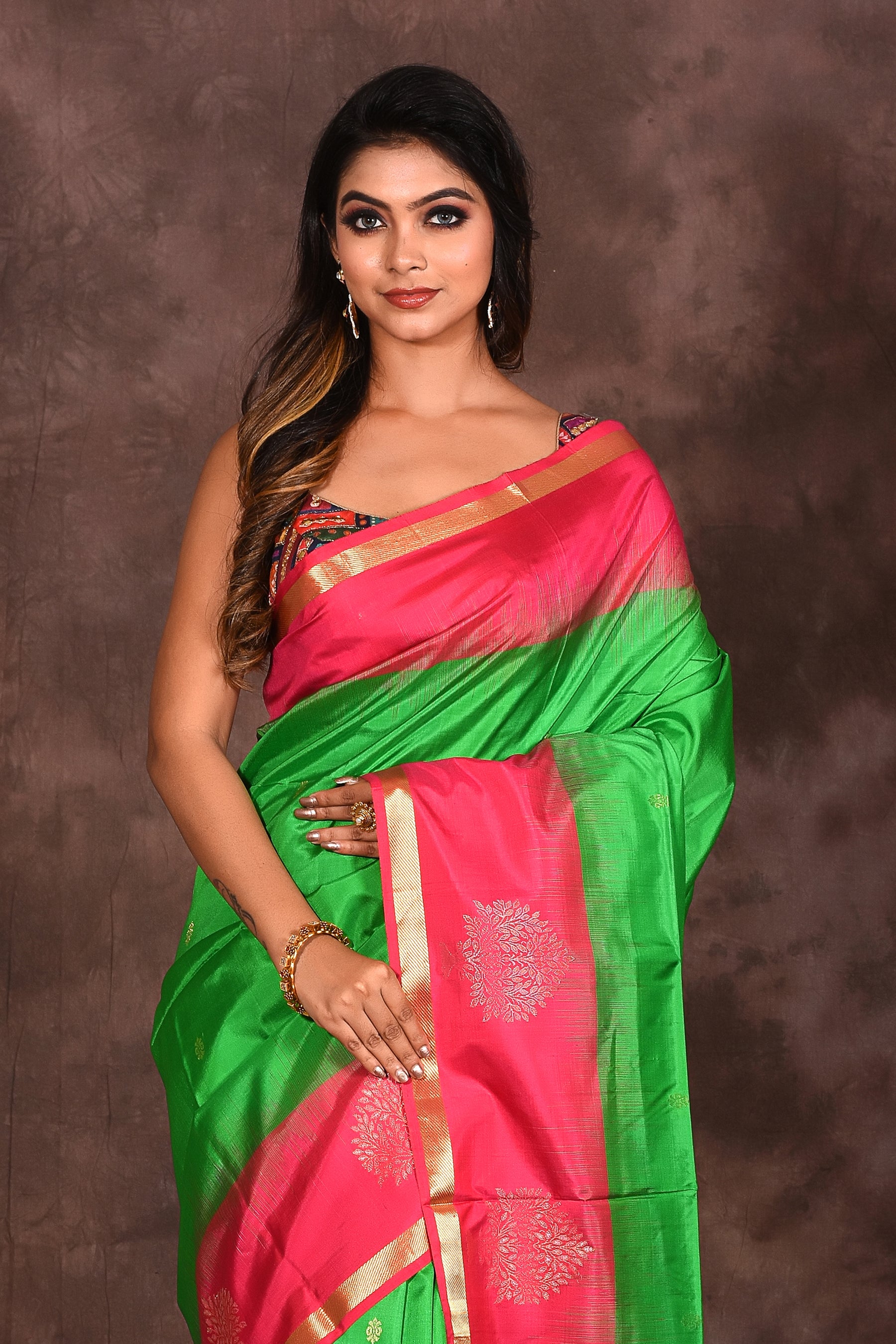 Green Pure Katan Saree - Keya Seth Exclusive