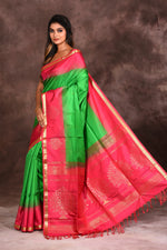 Load image into Gallery viewer, Green Pure Katan Saree - Keya Seth Exclusive
