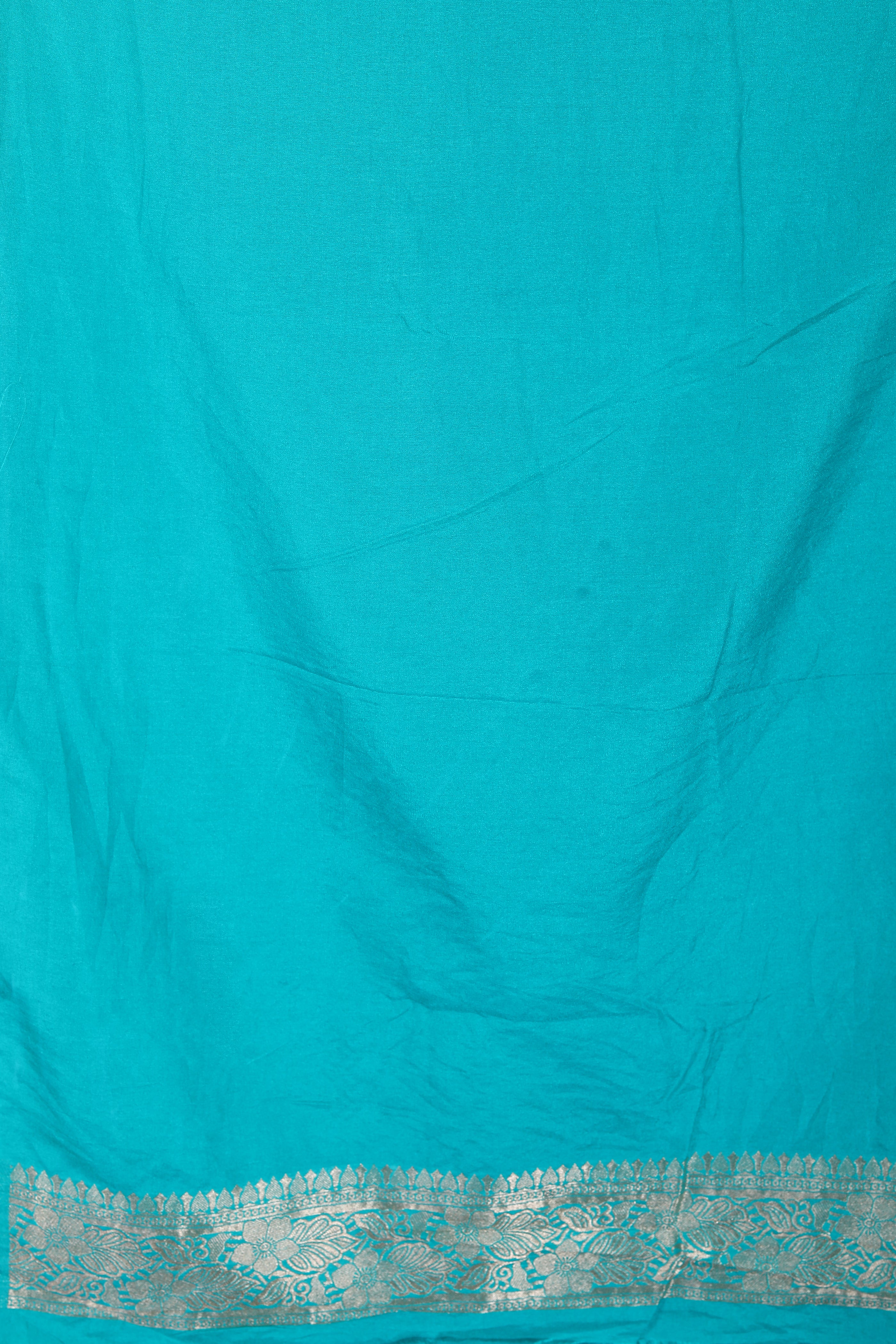 Blue Bloended Floral Khaddi Saree - Keya Seth Exclusive