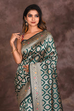 Load image into Gallery viewer, Dark Green Pure Katan Silk Saree - Keya Seth Exclusive
