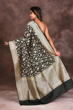 Load image into Gallery viewer, Dark Green Pure Katan Silk Saree - Keya Seth Exclusive
