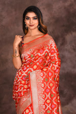 Load image into Gallery viewer, Bright Red Pure Katan Silk Saree - Keya Seth Exclusive

