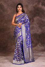 Load image into Gallery viewer, Royal Blue Pure Katan Silk Saree - Keya Seth Exclusive
