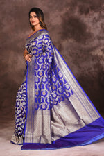 Load image into Gallery viewer, Royal Blue Pure Katan Silk Saree - Keya Seth Exclusive
