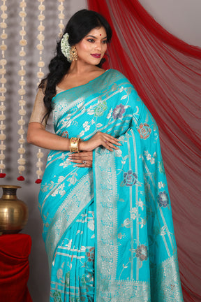 Rama Green Blended Khaddi Saree - Keya Seth Exclusive