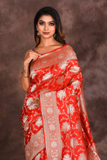 Load image into Gallery viewer, Red Jacquard Pure Uppada Silk Sarees - Keya Seth Exclusive
