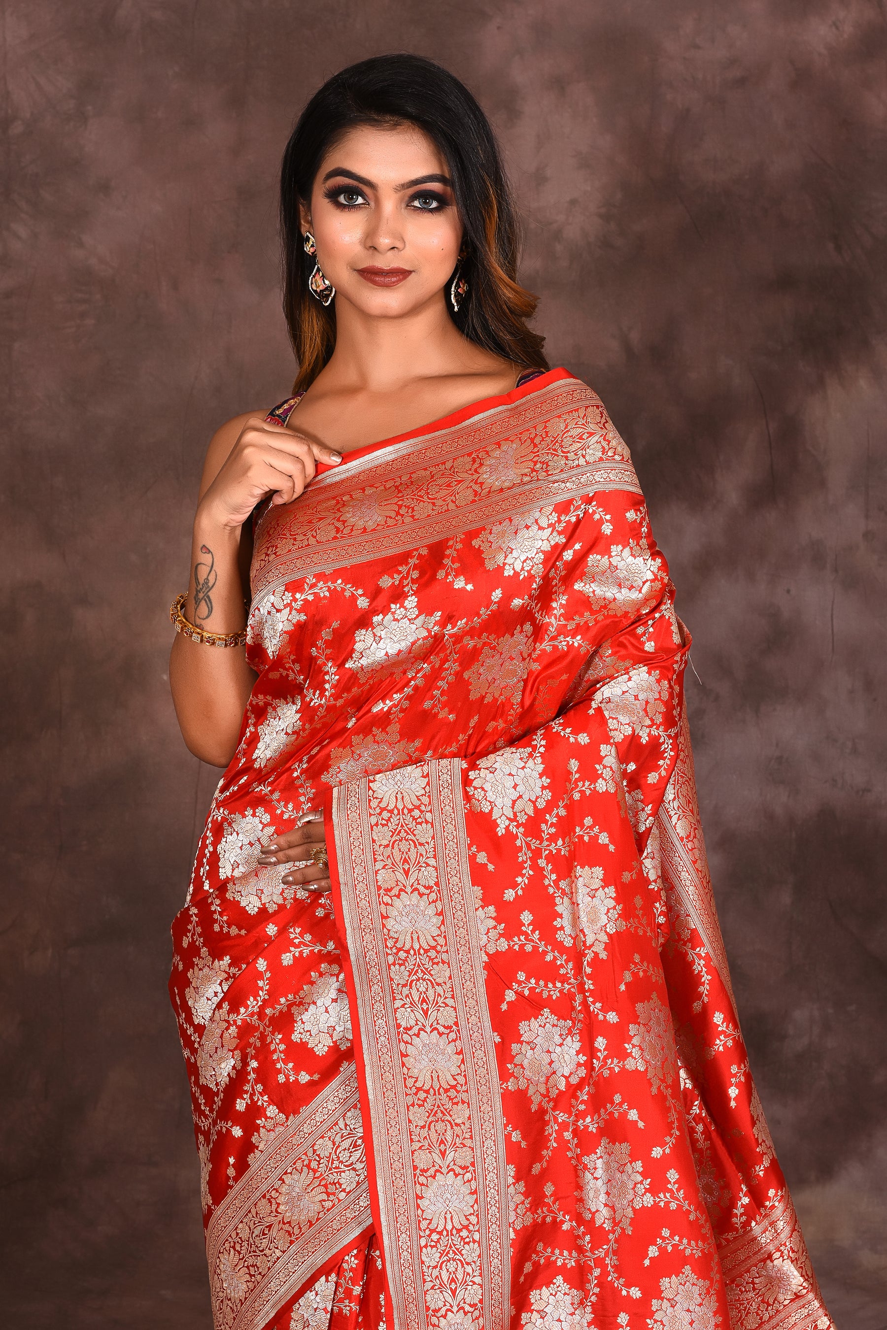 Red Jacquard Pure Uppada Silk Sarees - Keya Seth Exclusive