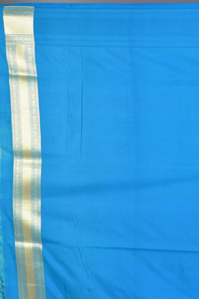 Blue Blended Silk Saree with Golden Borders - Keya Seth Exclusive