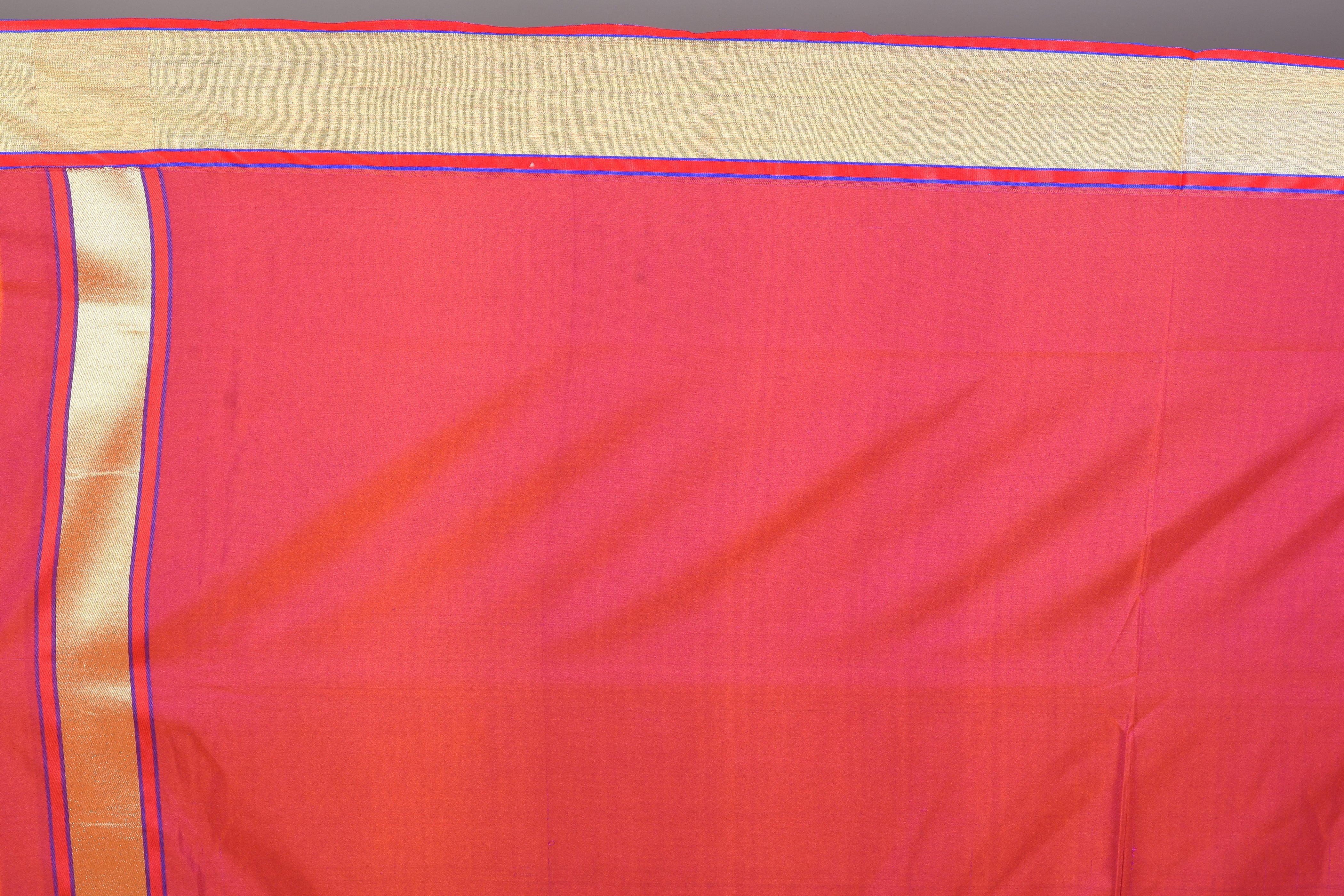 Orange & Pink Blended Silk Saree with Golden Borders - Keya Seth Exclusive