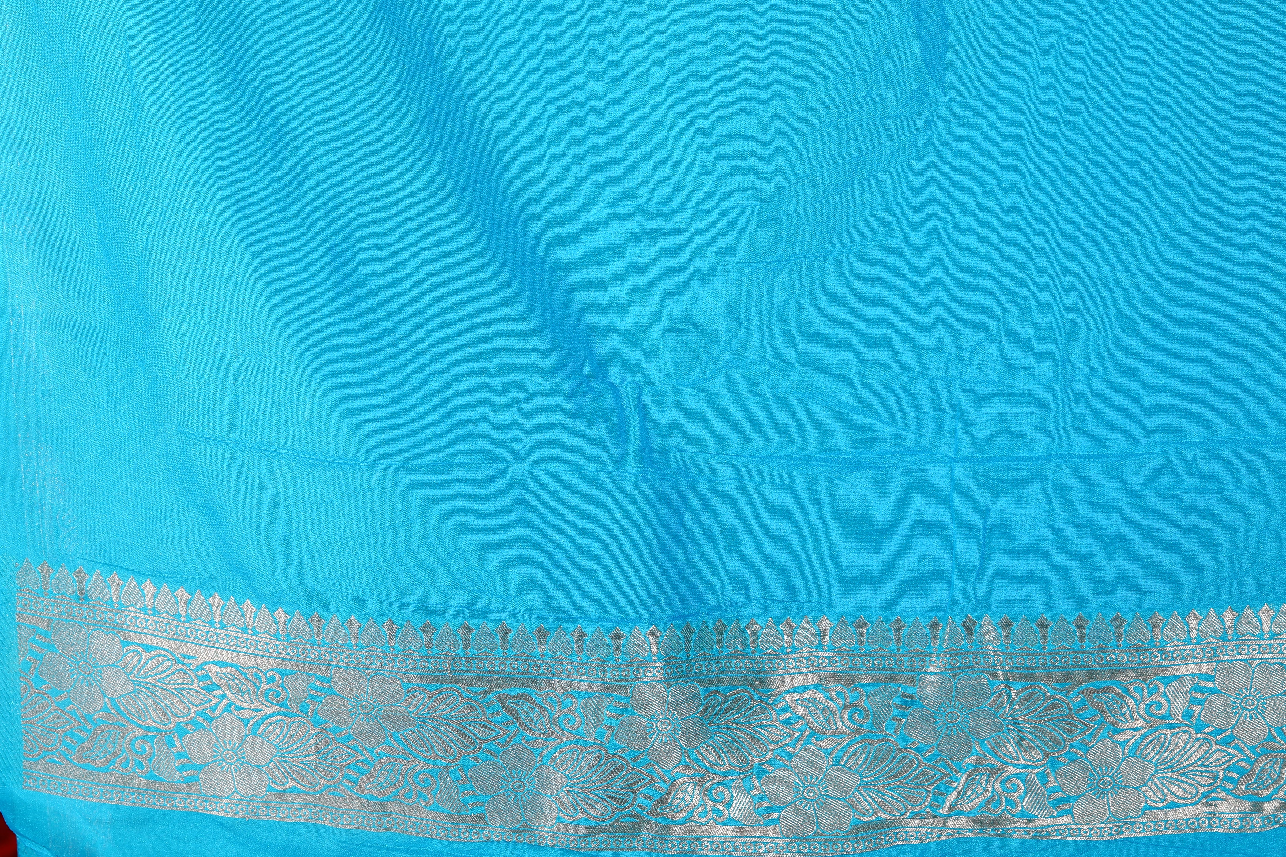 Sky Blue Blended Khaddi Saree - Keya Seth Exclusive