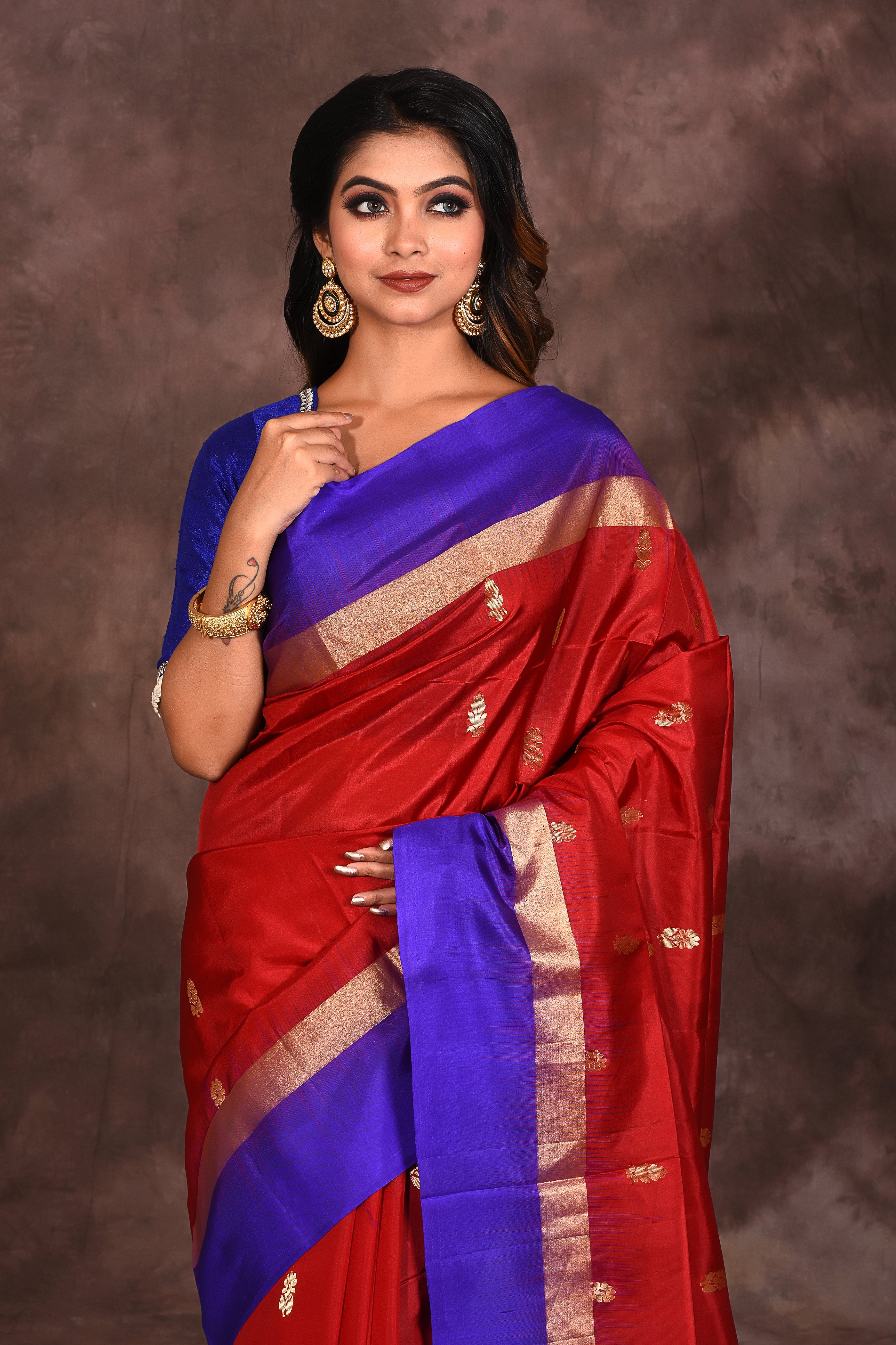 Maroon Pure Silk Handloom Saree - Keya Seth Exclusive