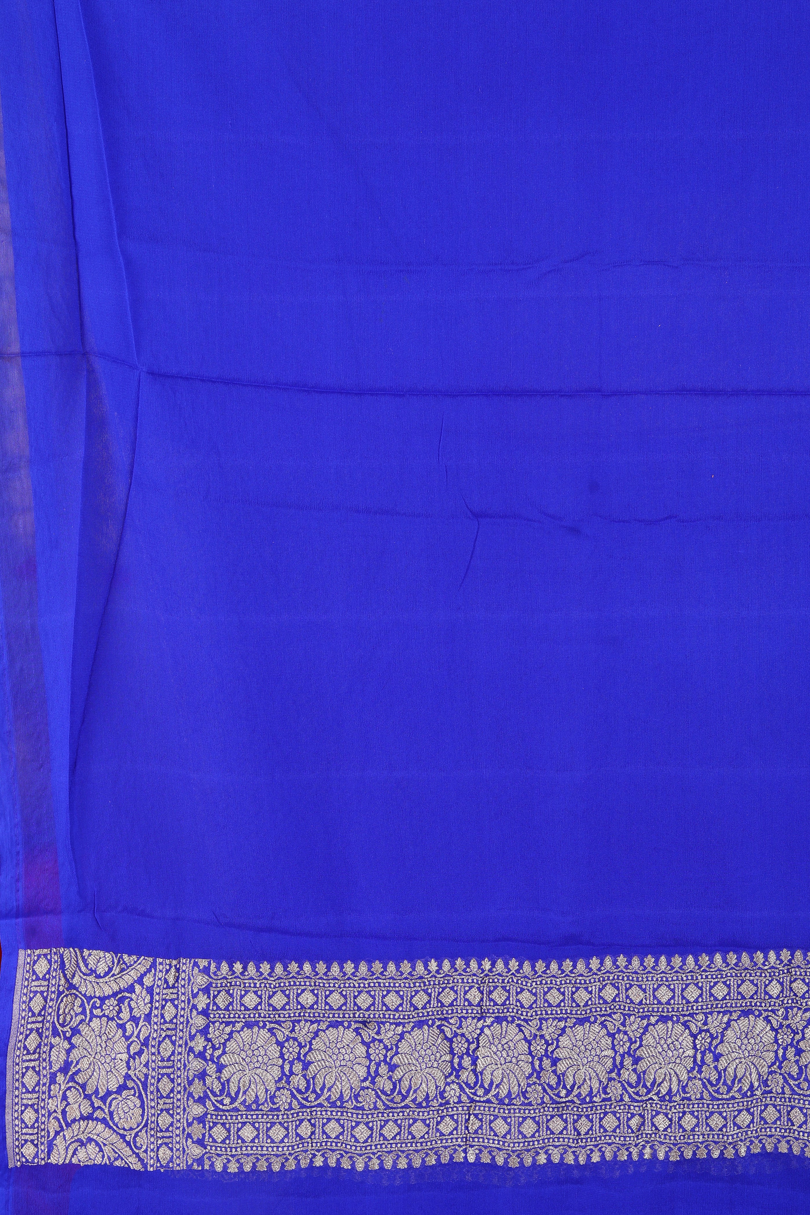 Royal Blue Pure Khaddi Saree - Keya Seth Exclusive
