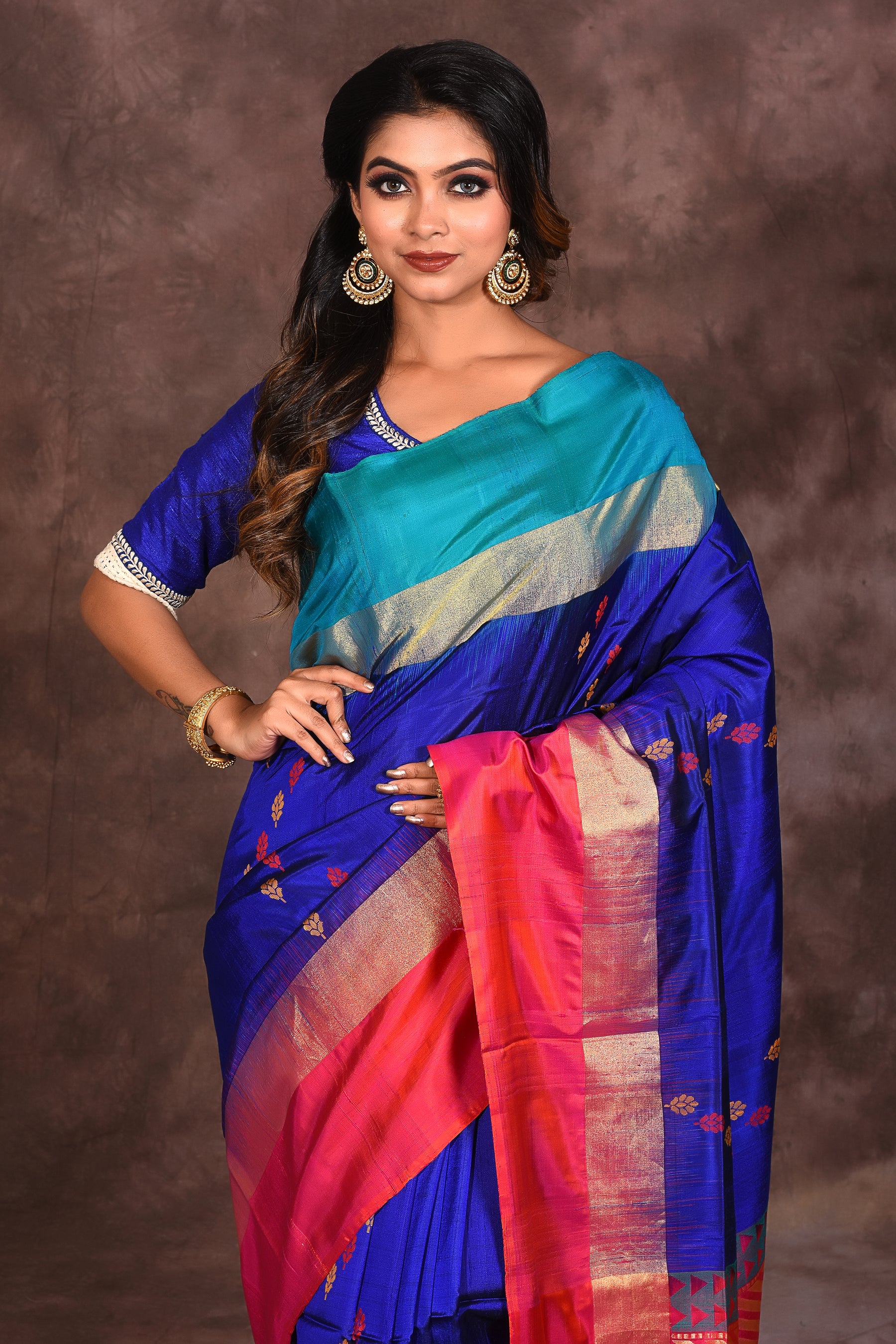 Royal Blue Pure Silk Handloom Saree - Keya Seth Exclusive