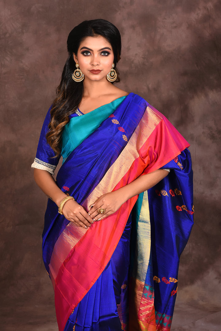 Royal Blue Pure Silk Handloom Saree - Keya Seth Exclusive