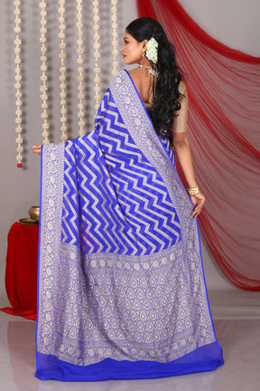 Royal Blue Pure Khaddi Saree - Keya Seth Exclusive