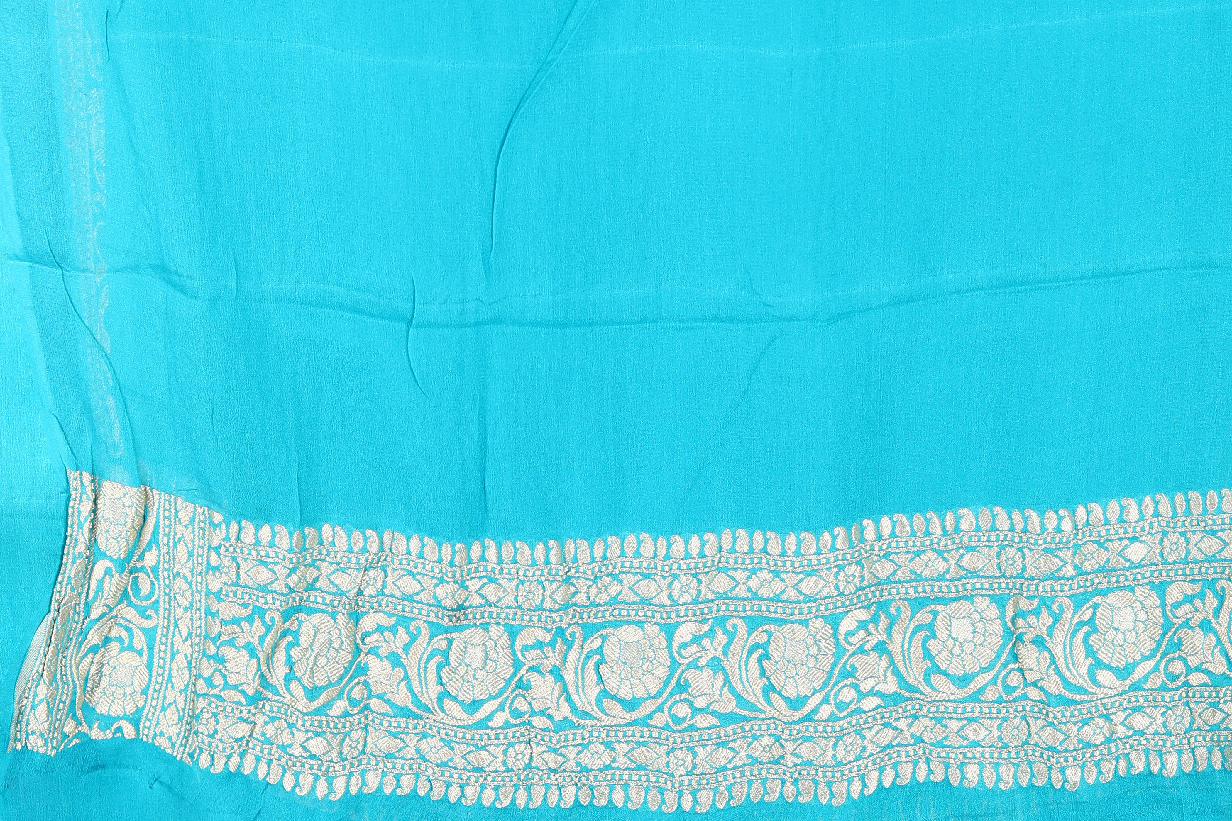 Sky Blue Pure Khaddi Saree - Keya Seth Exclusive