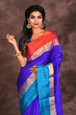 Load image into Gallery viewer, Royal Blue Pure Silk Handloom Saree - Keya Seth Exclusive
