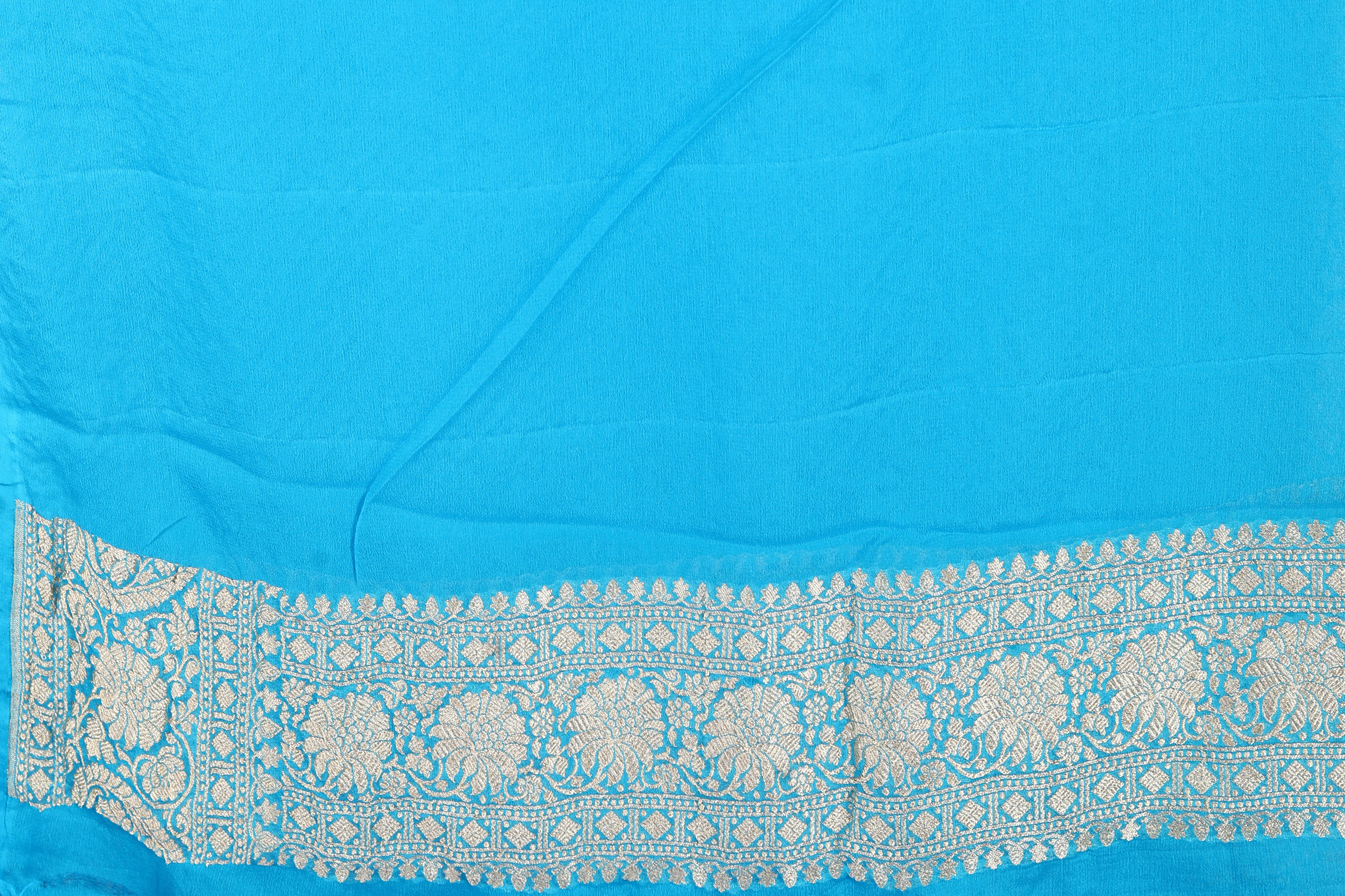 Light Blue Pure Khaddi Saree - Keya Seth Exclusive