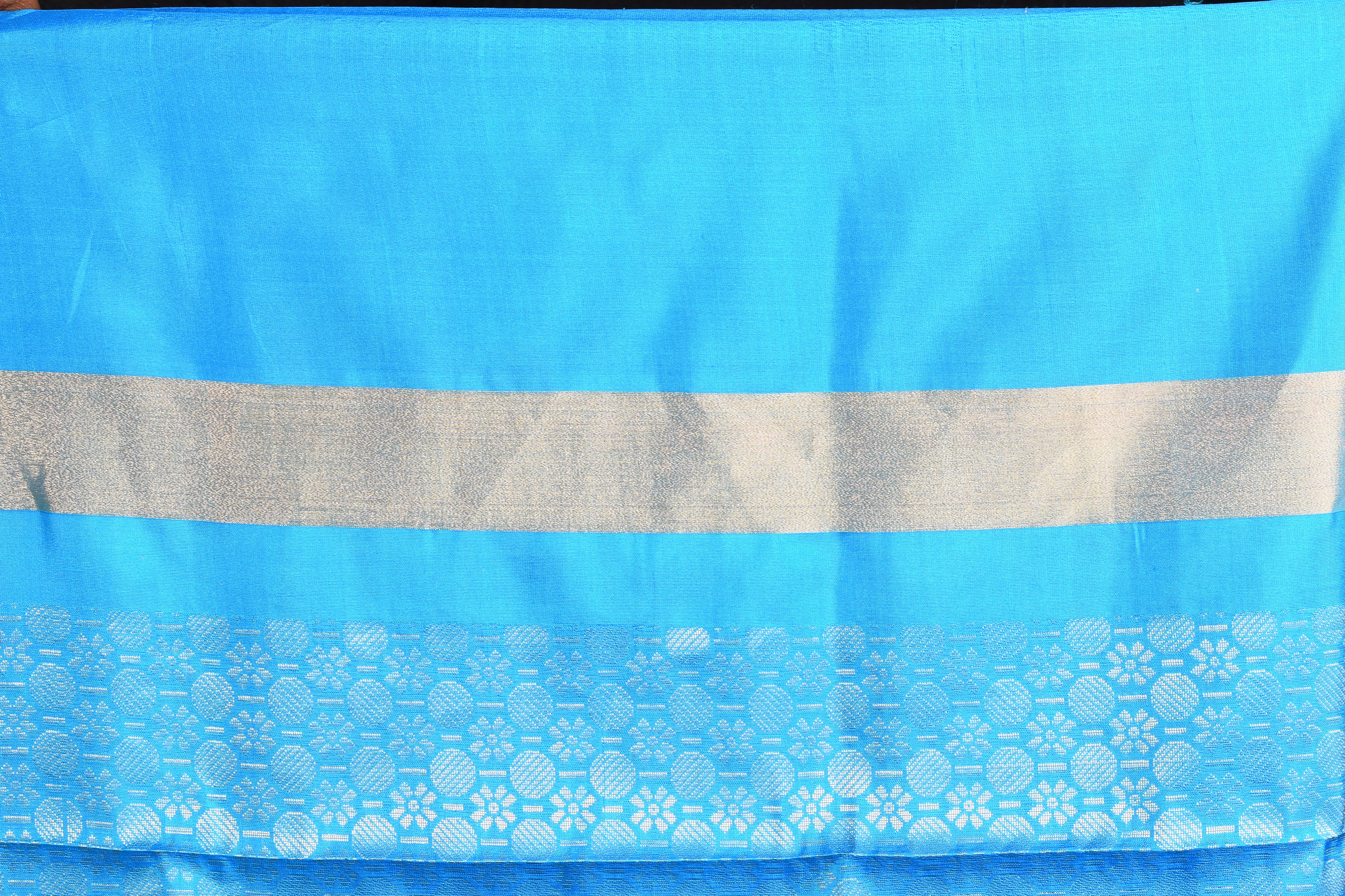 White and Blue Silk Saree - Keya Seth Exclusive