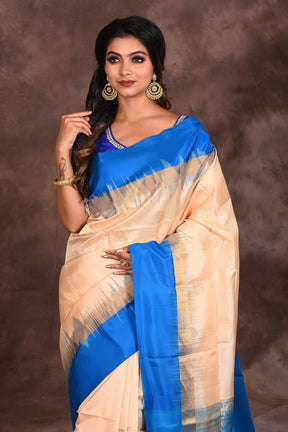 White and Blue Silk Saree - Keya Seth Exclusive