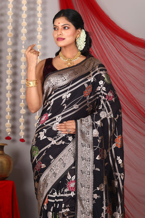 Black Blended Khaddi Saree - Keya Seth Exclusive