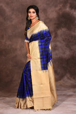 Load image into Gallery viewer, Blue Checkered Silk Saree - Keya Seth Exclusive
